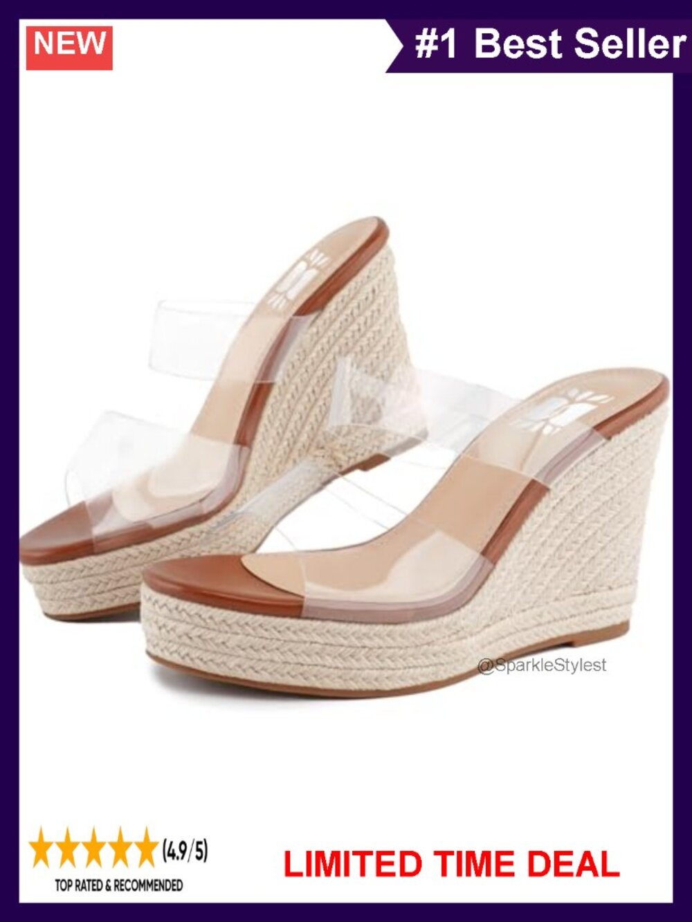 Espadrille Wedge Sandals Open Toe Platform Slides Casual Summer